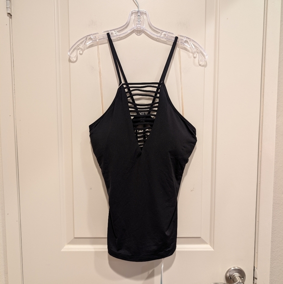 Seafolly Women's Black Solid Strappy Singlet Tankini Swim Top - Picture 3 of 8